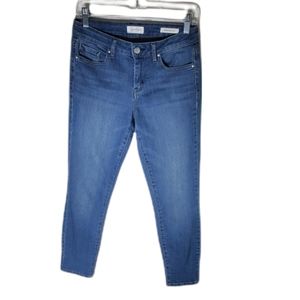 Jessica Simpson crop skinny jeans mid rise rolled cuff blue denim size 6